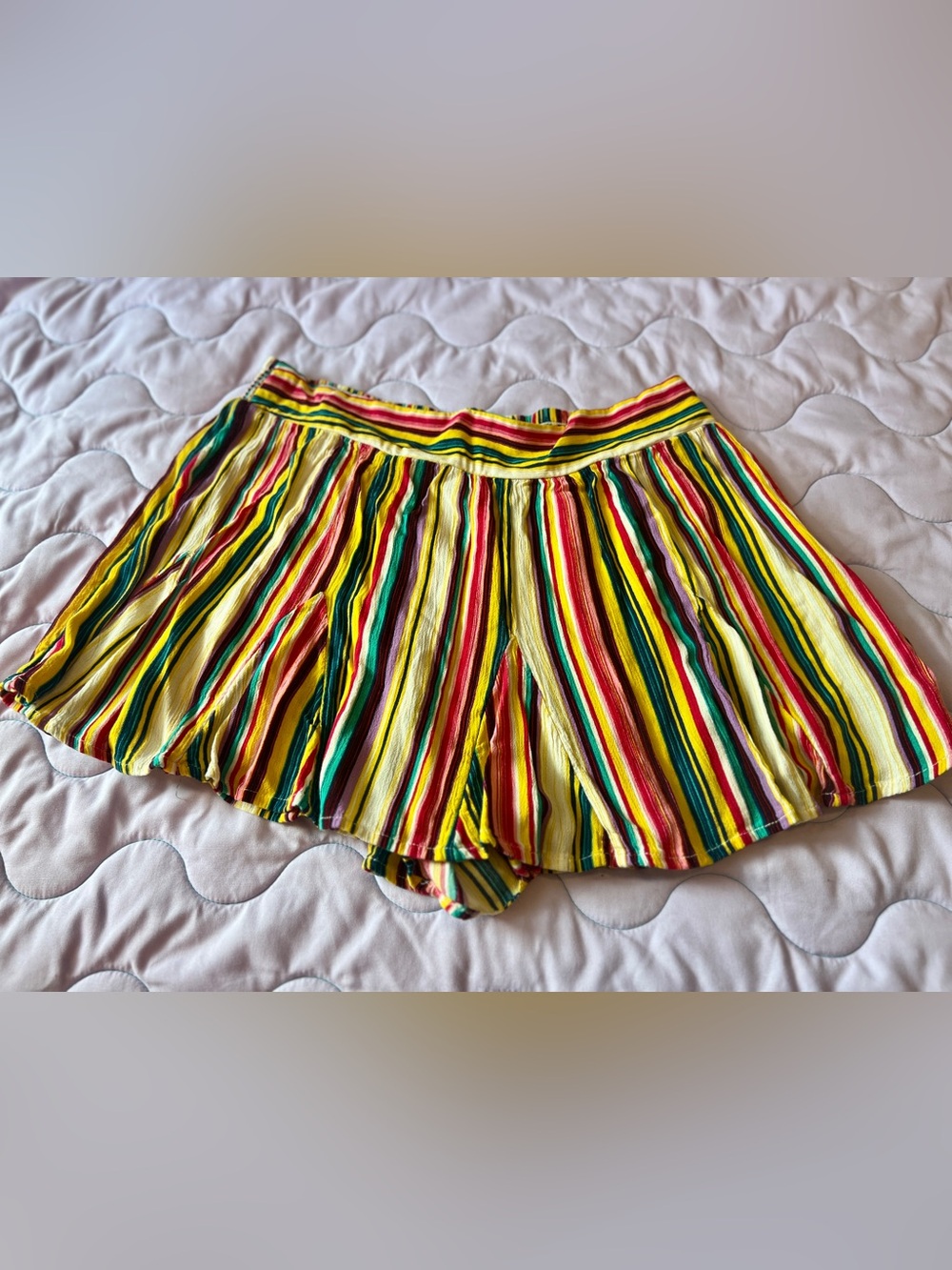 Jessica Simpson Yellow Multicolor Striped Skort Shorts Large